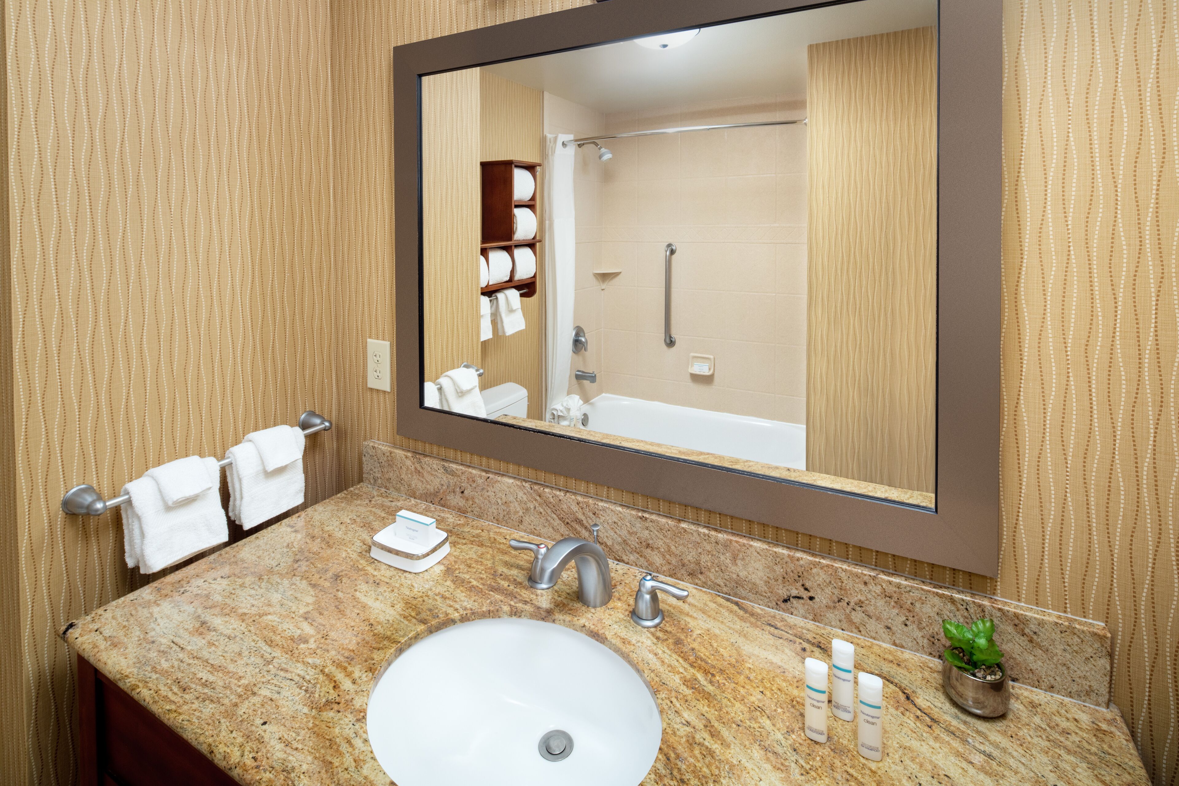 free toiletries, hair dryer, towels