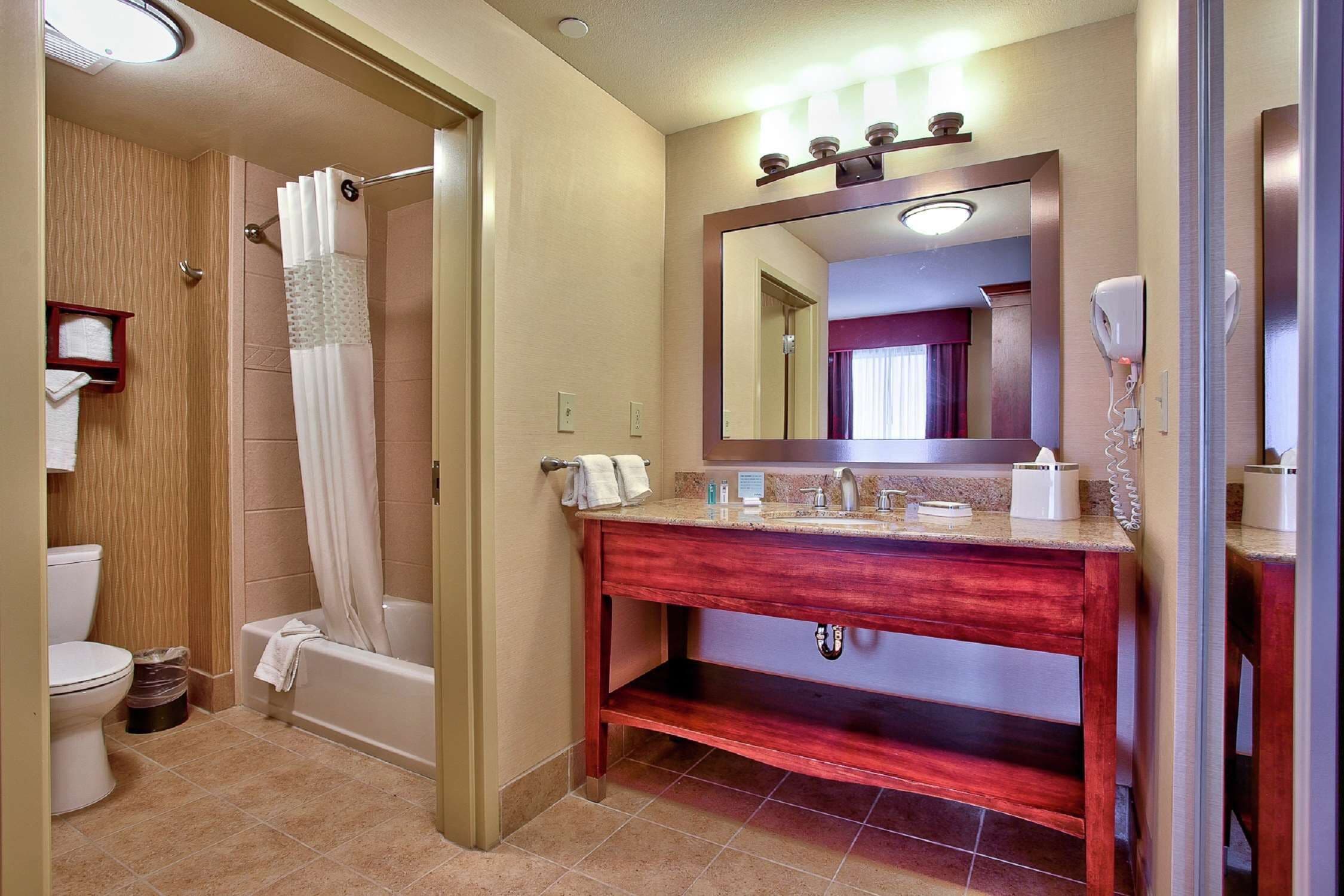 suite, 1 king bed, refrigerator & microwave, mountain view | bathroom | free toiletries, hair dryer, towels