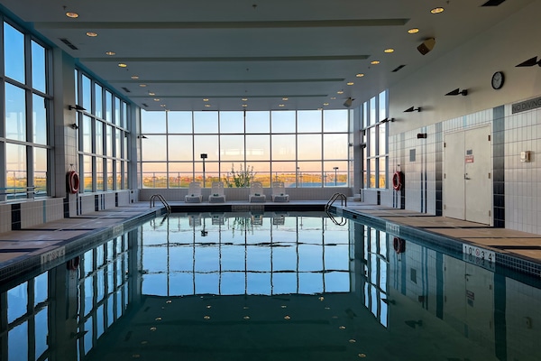 Indoor pool, open 7:00 AM to 10:00 PM, sun loungers