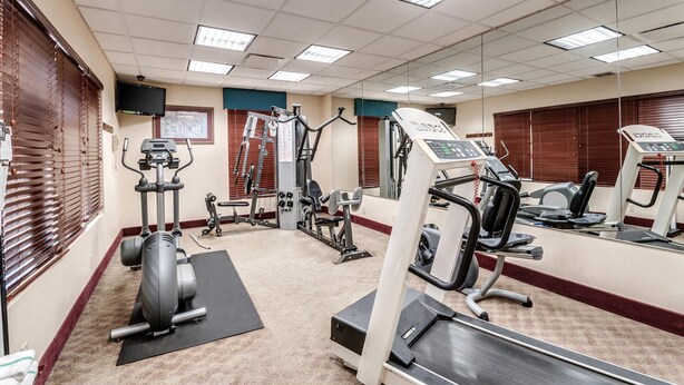 A gym with various exercise equipment, including treadmills, weight machines, and free weights. - Quality Inn & Suites Bel Air I-95 Exit 77A (Edgewood)