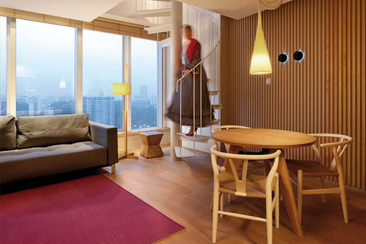 Penthouse, 1 king (extra méretű) franciaágy (Madera) | Nappalirész | LED-tévé