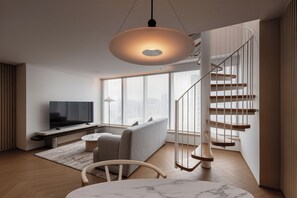 Madera Penthouse, 1 King Bed | Living area - Hotel Madera Hong Kong (Kowloon)