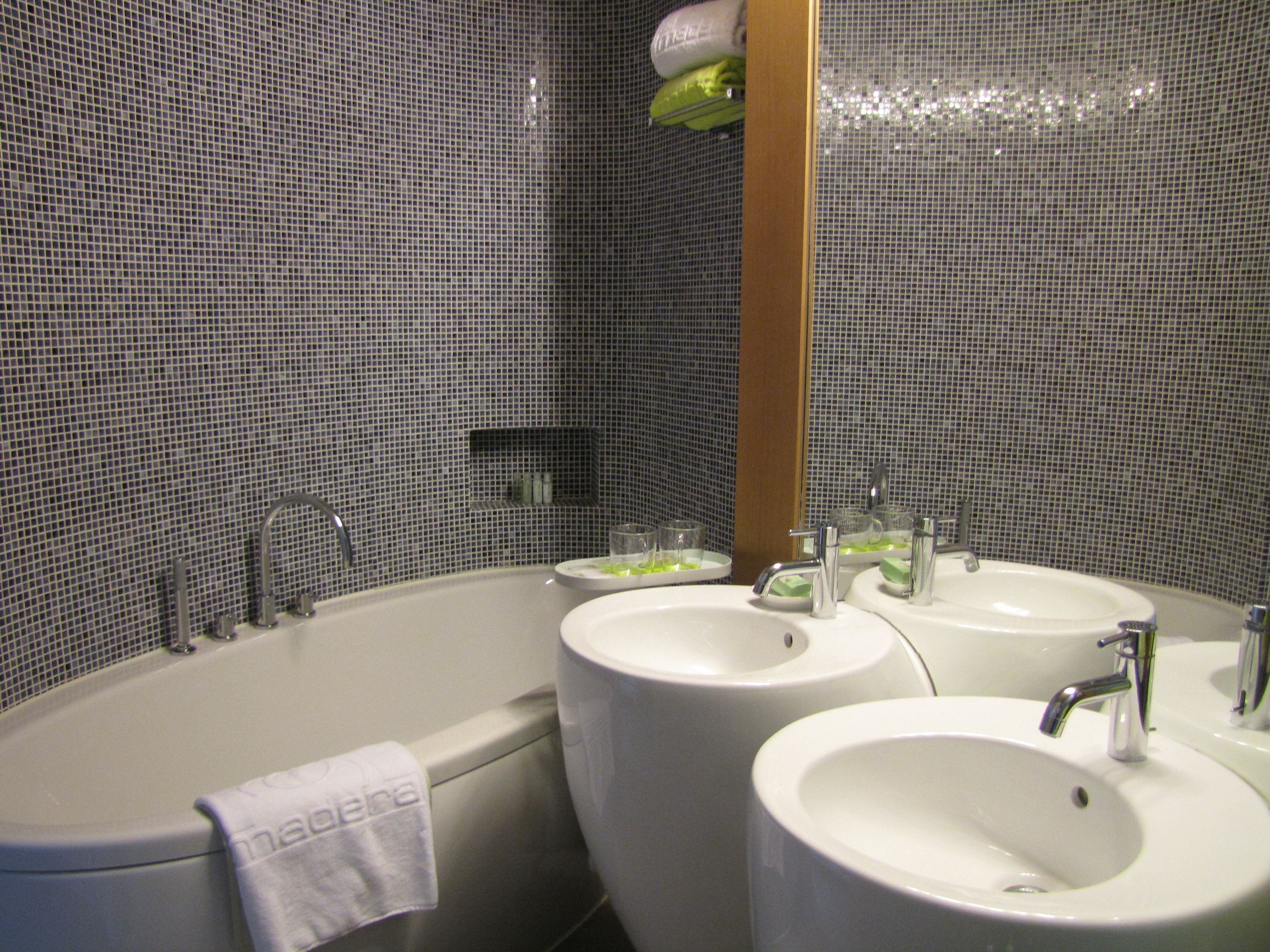 madera penthouse, 1 king bed | bathroom | designer toiletries, hair dryer, slippers, towels