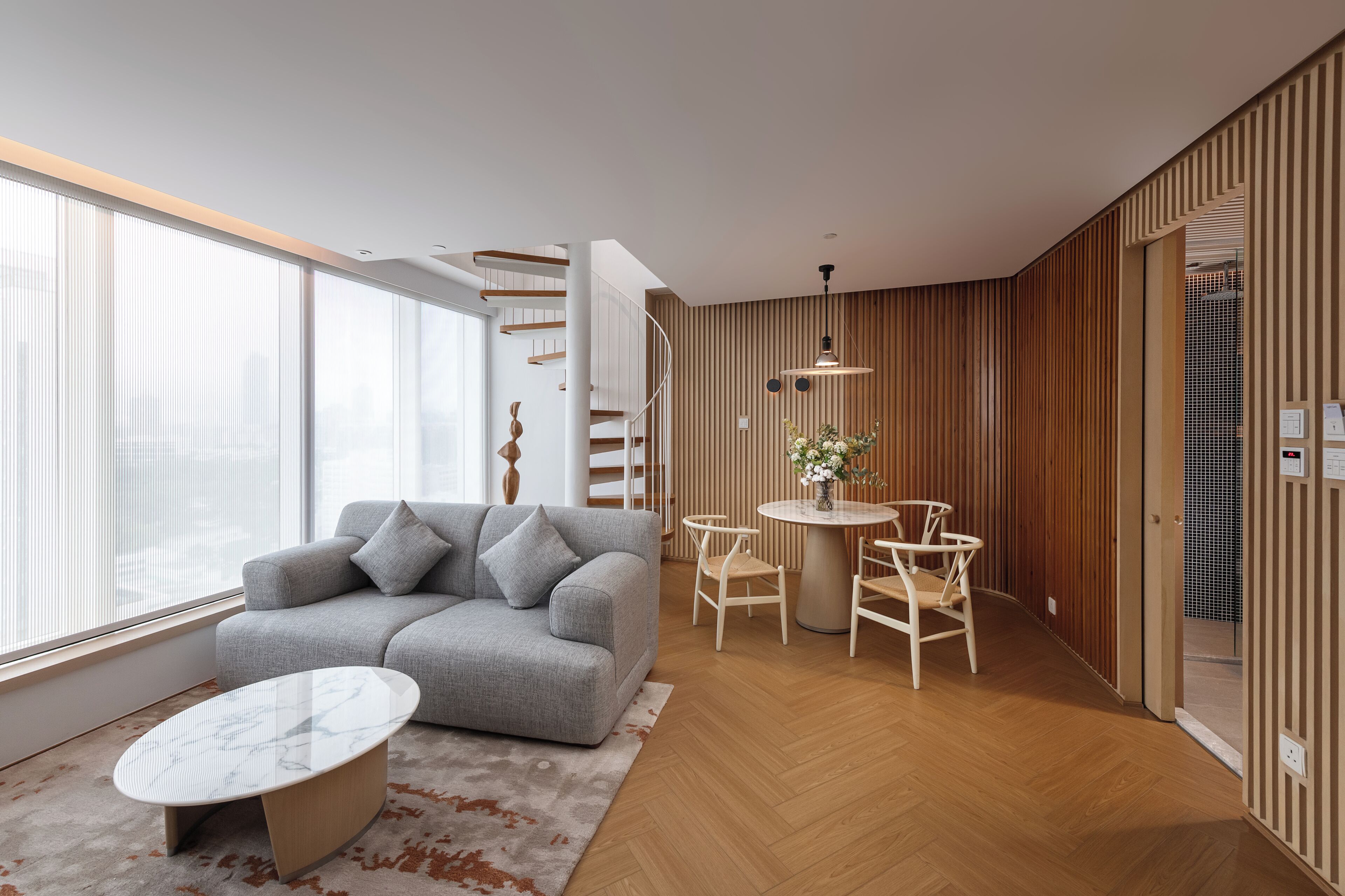 Madera Penthouse, 1 King Bed | Living area | LED TV