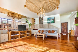 Two Bedroom Presidential Pool Villa with 1x 60 Minutes Balinese Massage | Living area | 32-inch LCD TV with satellite channels, TV