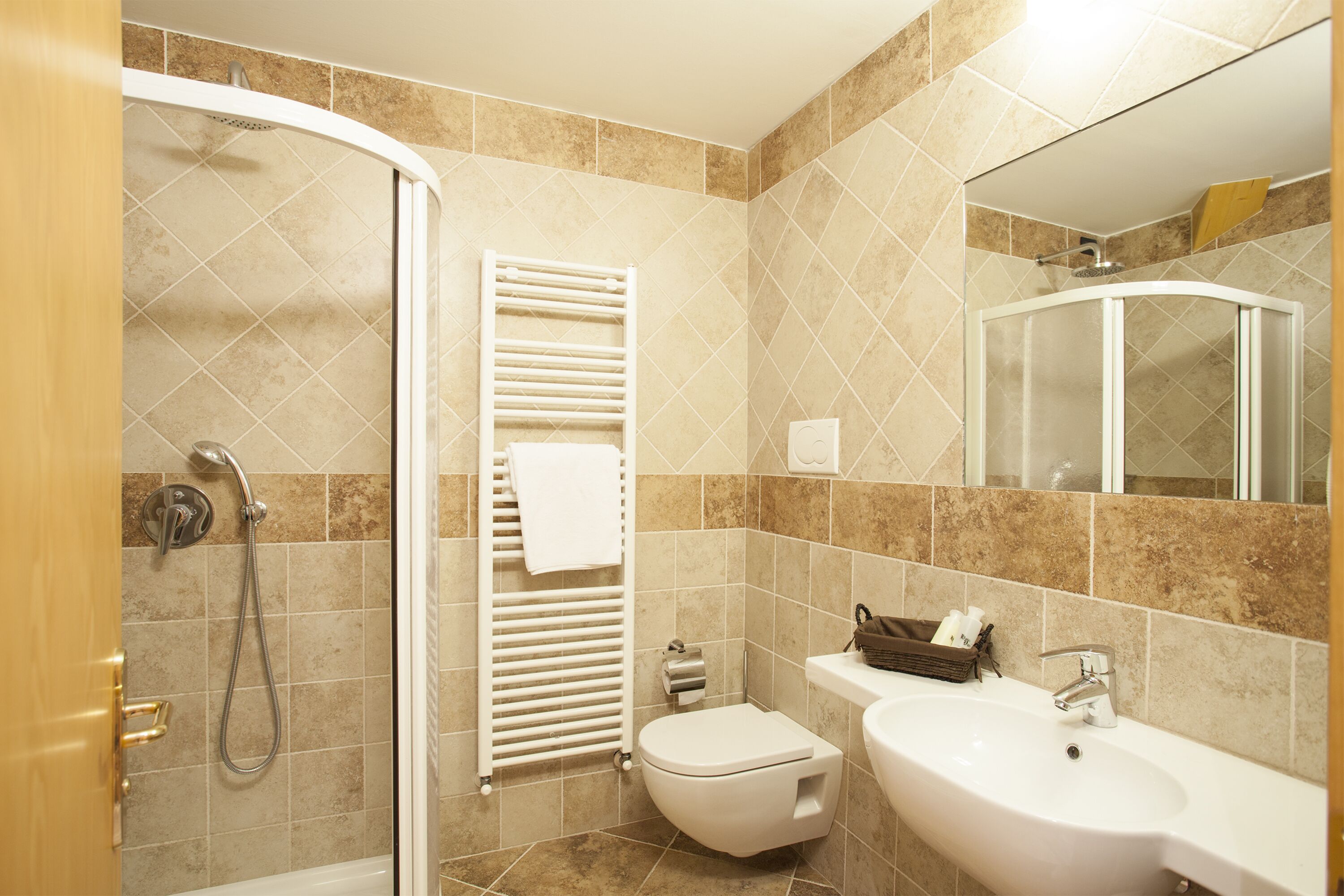 Shower, free toiletries, hair dryer, bidet