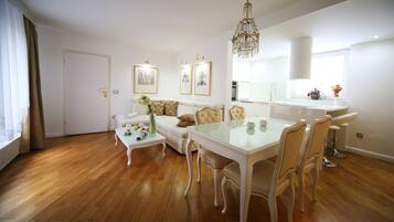 Superior Apartment, 2 Bedrooms, Mountain View | Living area | 80-cm LCD TV with cable channels, TV