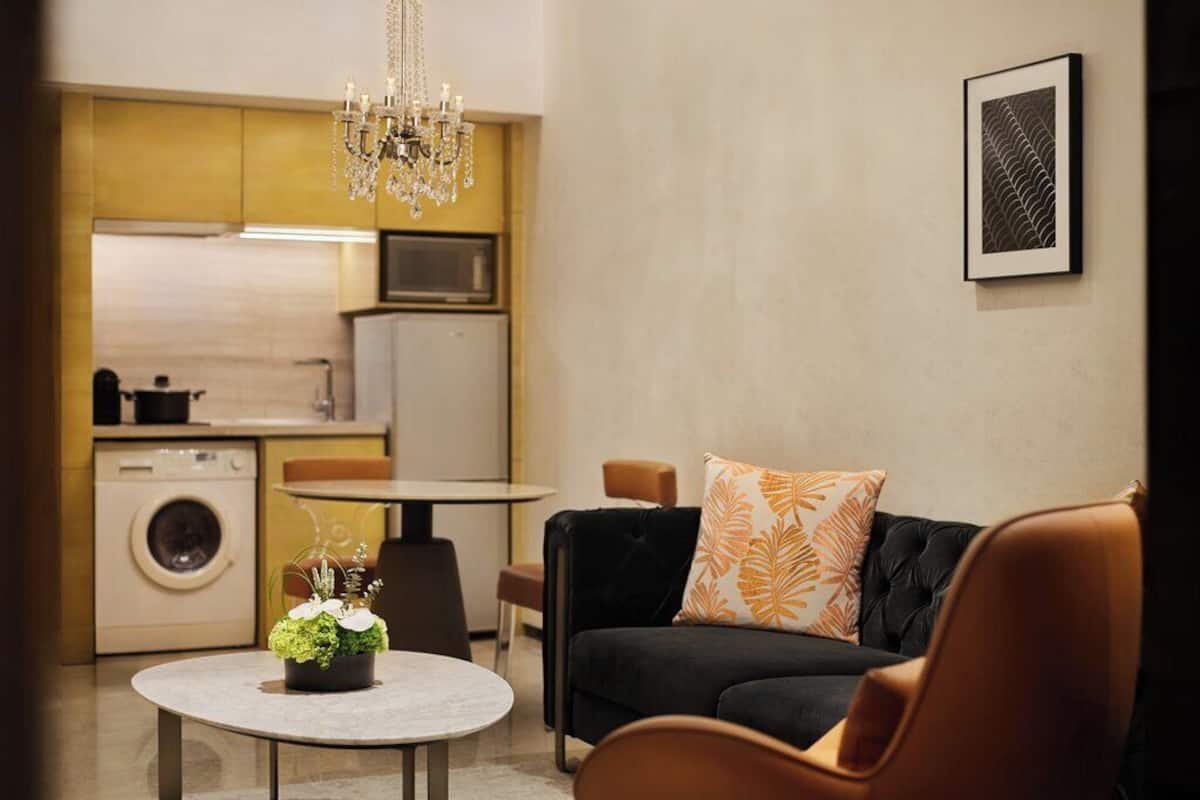 1 quarto, roupas de cama premium, edredons de pluma, frigobar