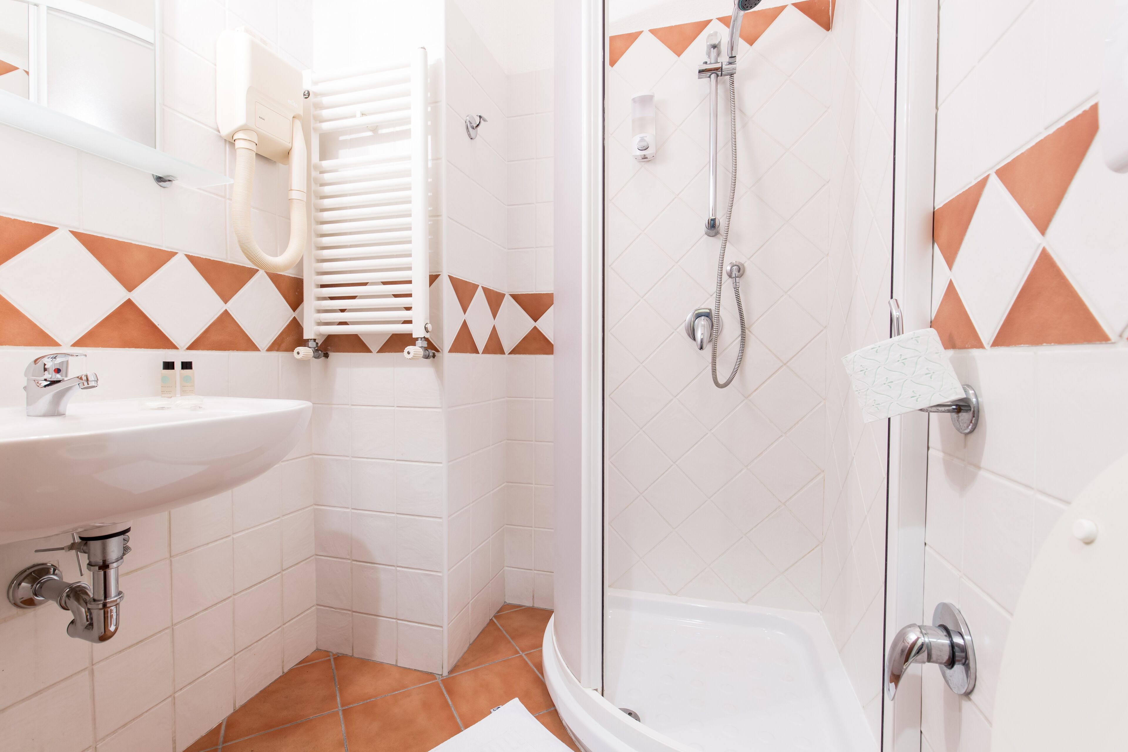 economy double room | bathroom | shower, rainfall showerhead, free toiletries, hair dryer