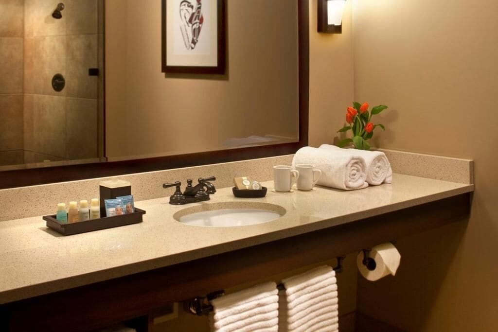 free toiletries, hair dryer, towels