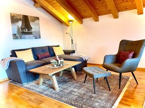 3 room apartment with balcony | Living area - Hotel Ducan (Davos)