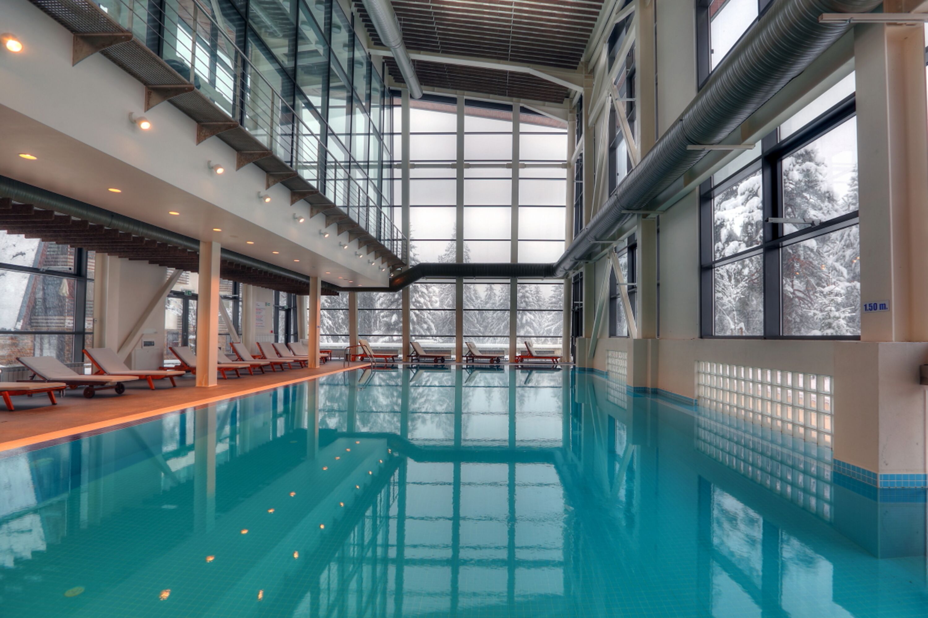 2 indoor pools, open 11:00 am to 8:00 pm, pool loungers