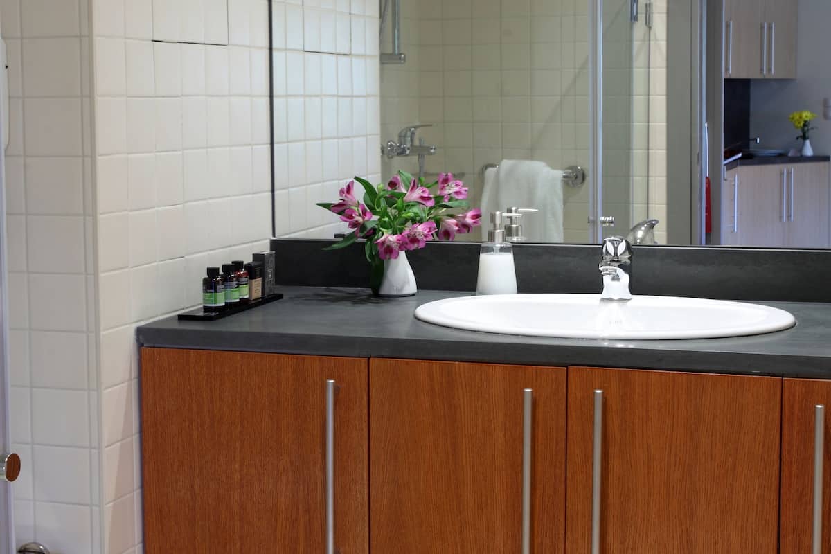 bathtub, free toiletries, hair dryer, towels