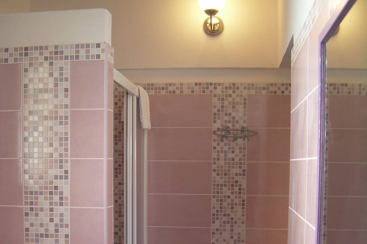 Shower, rainfall showerhead, free toiletries, bidet