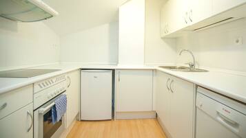 Basic Loft, 1 Bedroom | Private kitchen | Fridge, microwave, oven, stovetop
