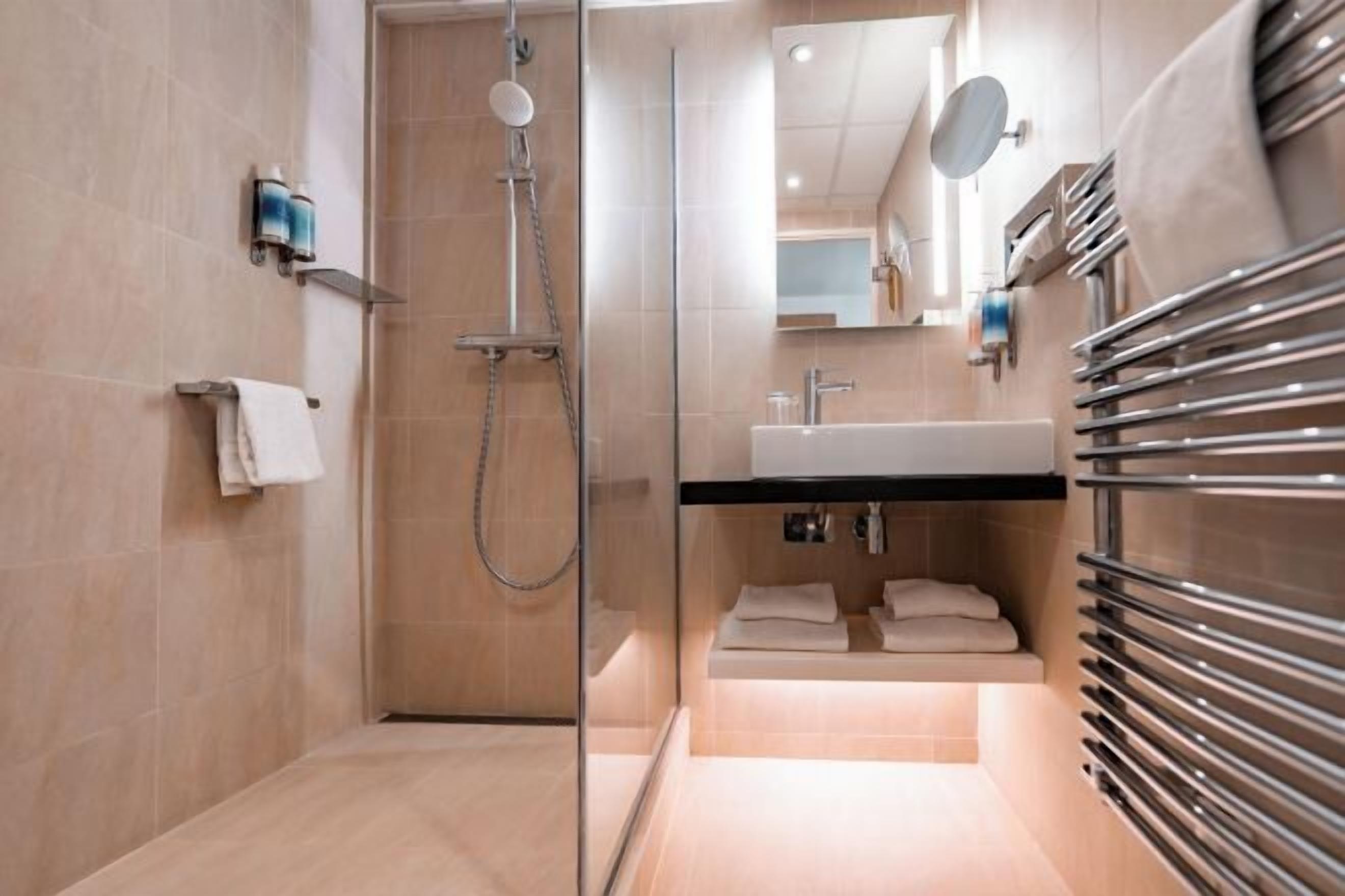 Hair dryer, bathrobes, slippers, towels