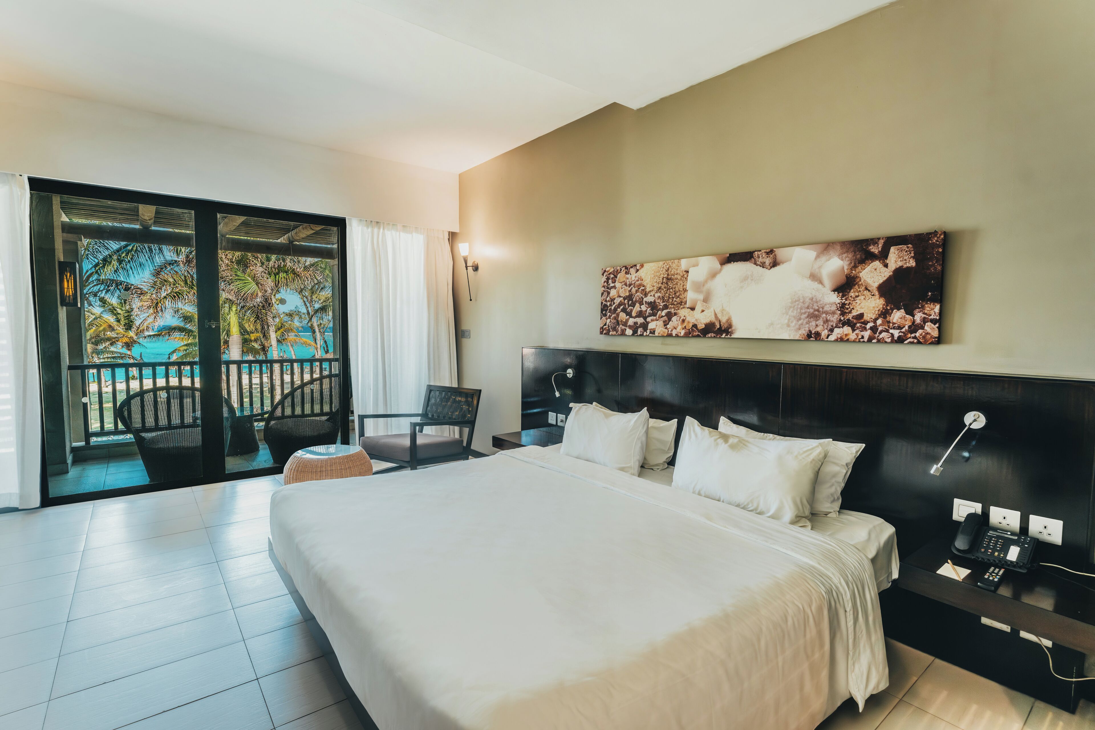 Utsikt mot strand/hav