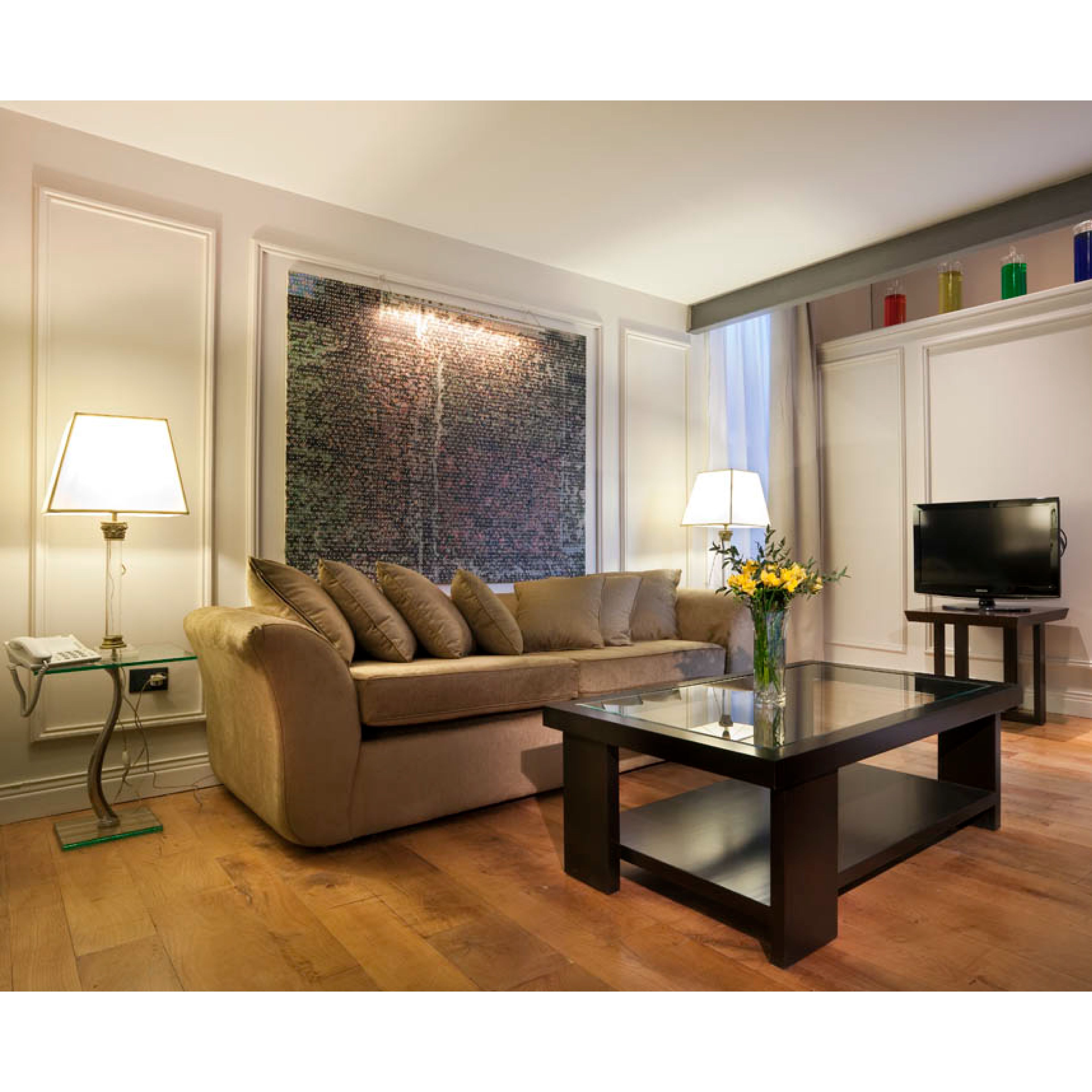 led tv, dvd player, pay films, offices