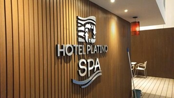 Indoor pool, outdoor pool, pool umbrellas