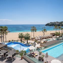 Outdoor pool, pool umbrellas, pool loungers