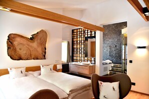 Deluxe Suite, Mountain View | Hypo-allergenic bedding available, minibar, in-room safe - The Dom Hotel Saas-Fee by Dorint (Saas-Fee)
