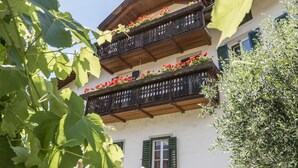 A traditional chalet with wooden balconies and flower boxes. - Hotel Tyrol (Ora)