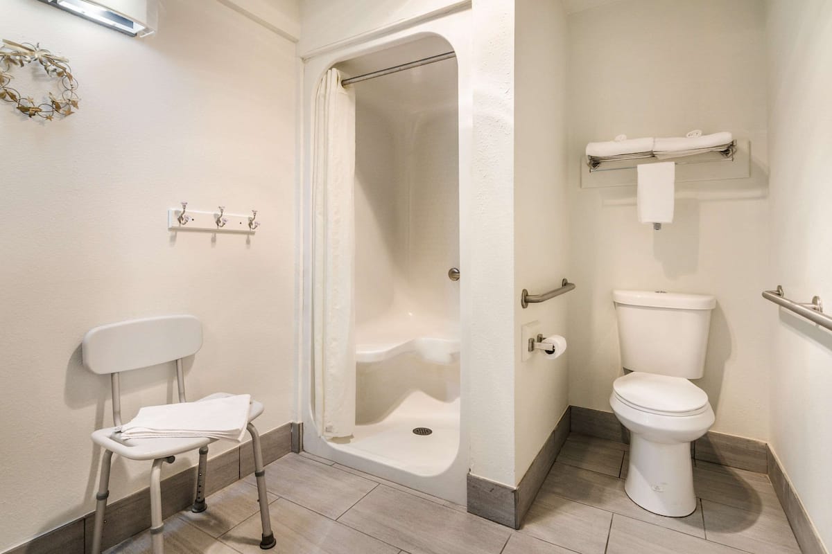 Room, 1 King Bed, Accessible, Non Smoking | Bathroom | Bathtub, hair dryer, towels