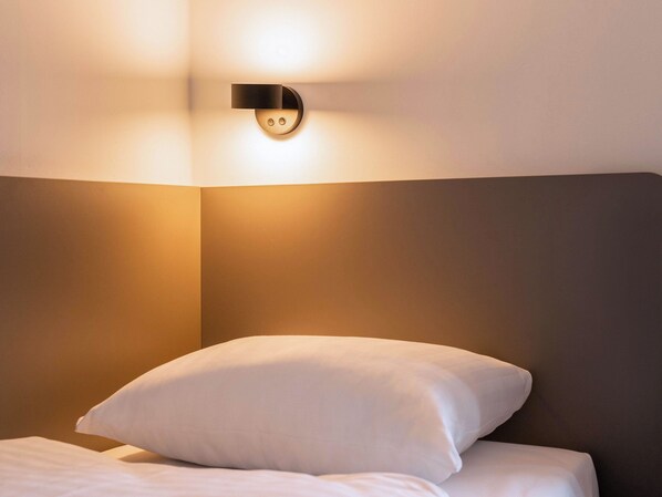 Hypo-allergenic bedding, desk, blackout curtains, soundproofing