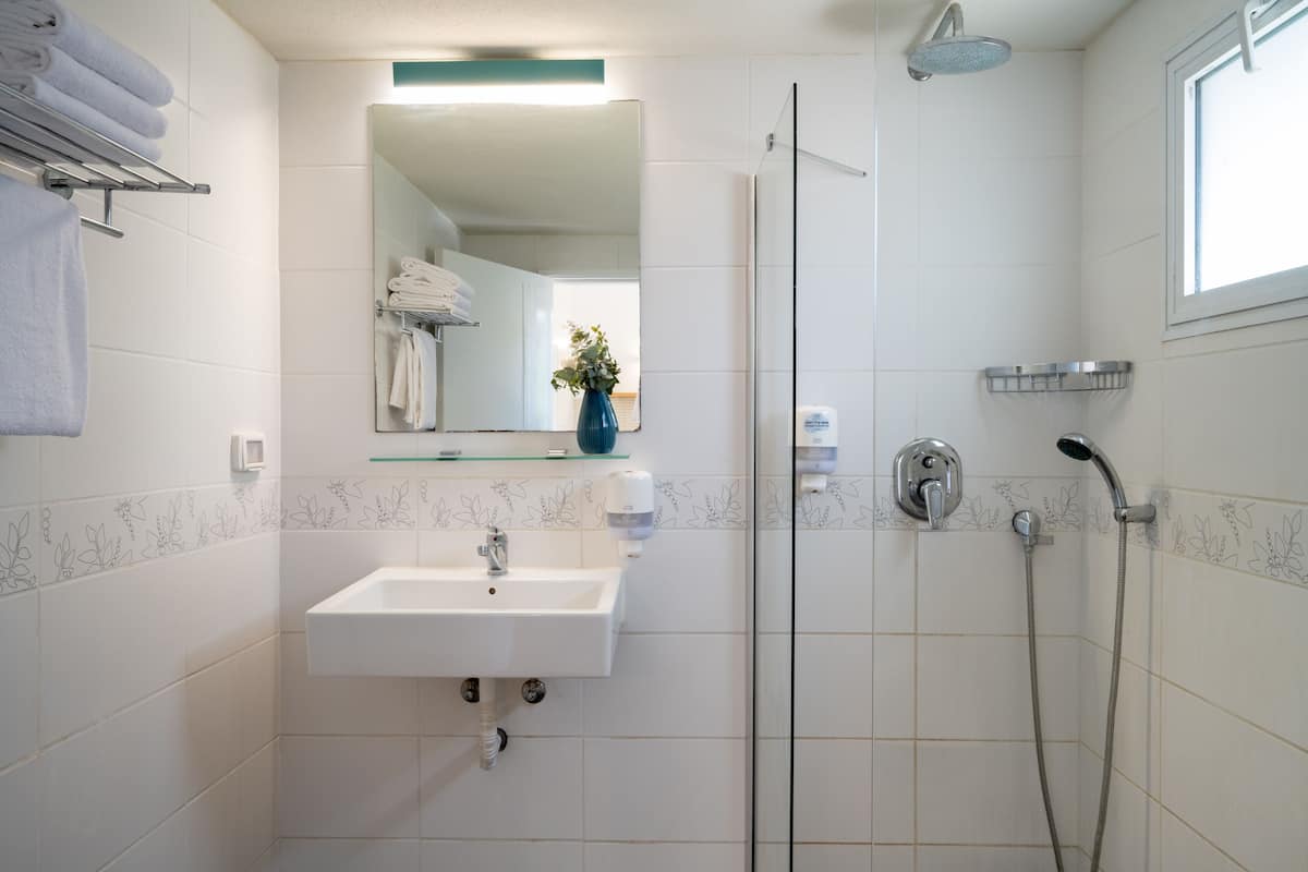 large family apartment, 2 bedrooms, with garden access | bathroom | shower, free toiletries, towels