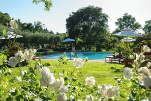Una piscina al aire libre de temporada (de 08:30 a 20:00), sombrillas