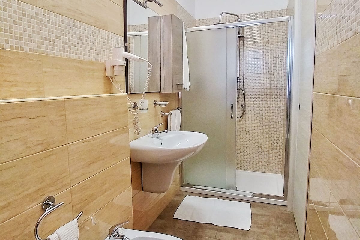 deluxe double or twin room | bathroom | shower, free toiletries, hair dryer, bidet