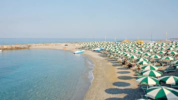 Private beach nearby, sun loungers, beach umbrellas