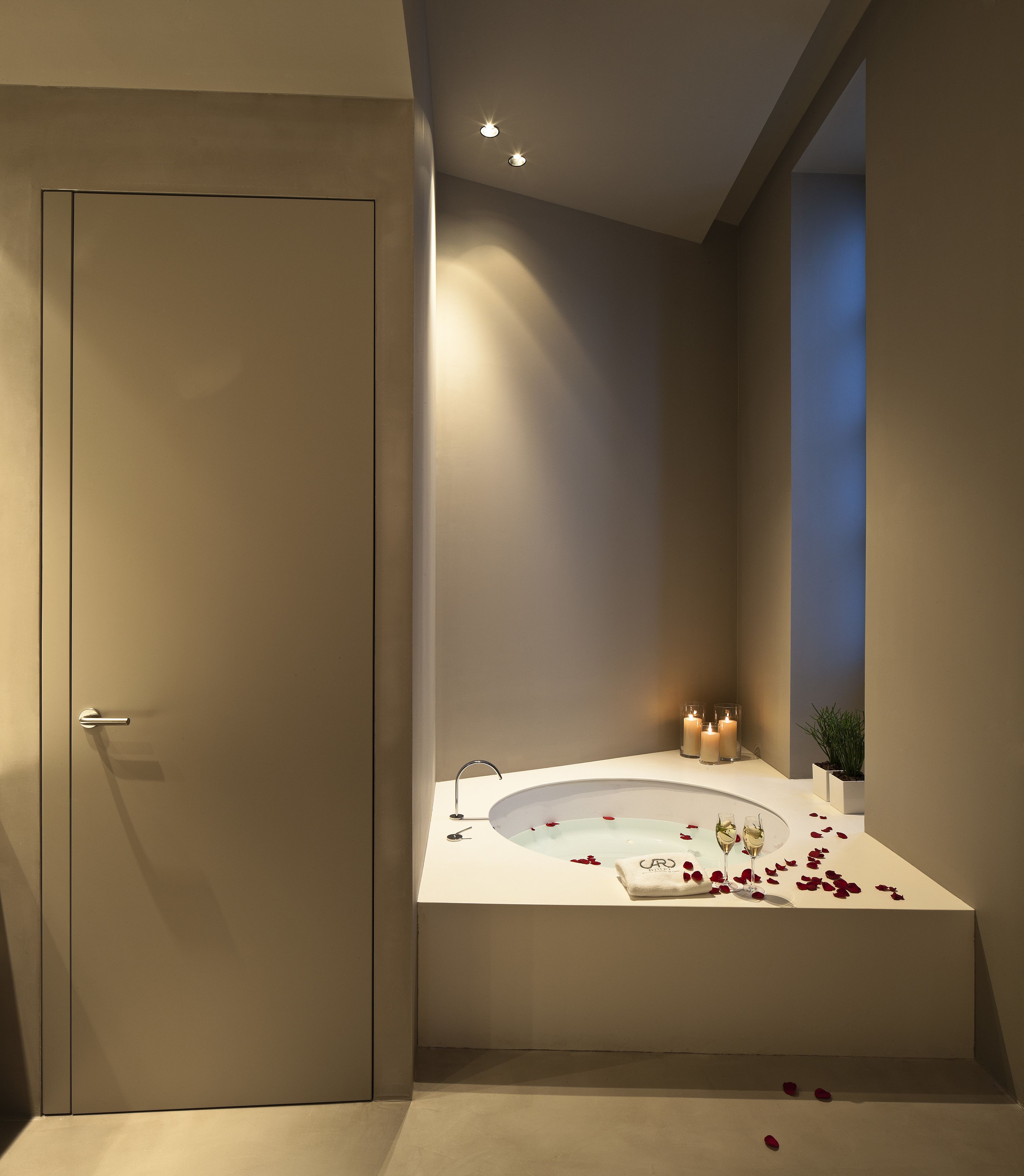 rainfall showerhead, designer toiletries, hair dryer, bathrobes