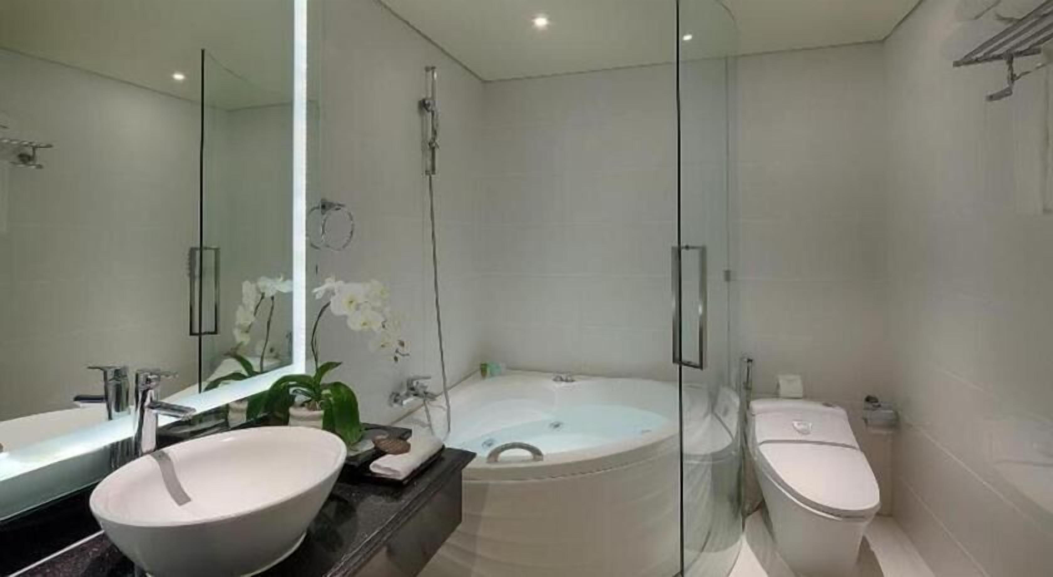 Free toiletries, hair dryer, bathrobes, towels