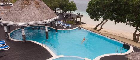 Outdoor pool, pool loungers