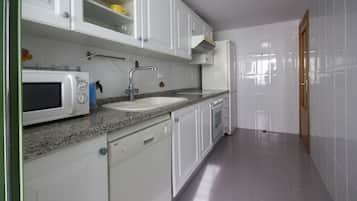 GroĂer KĂŒhlschrank, Mikrowelle, Herdplatte, GeschirrspĂŒler