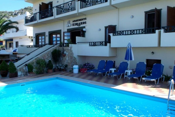 Outdoor pool, pool umbrellas