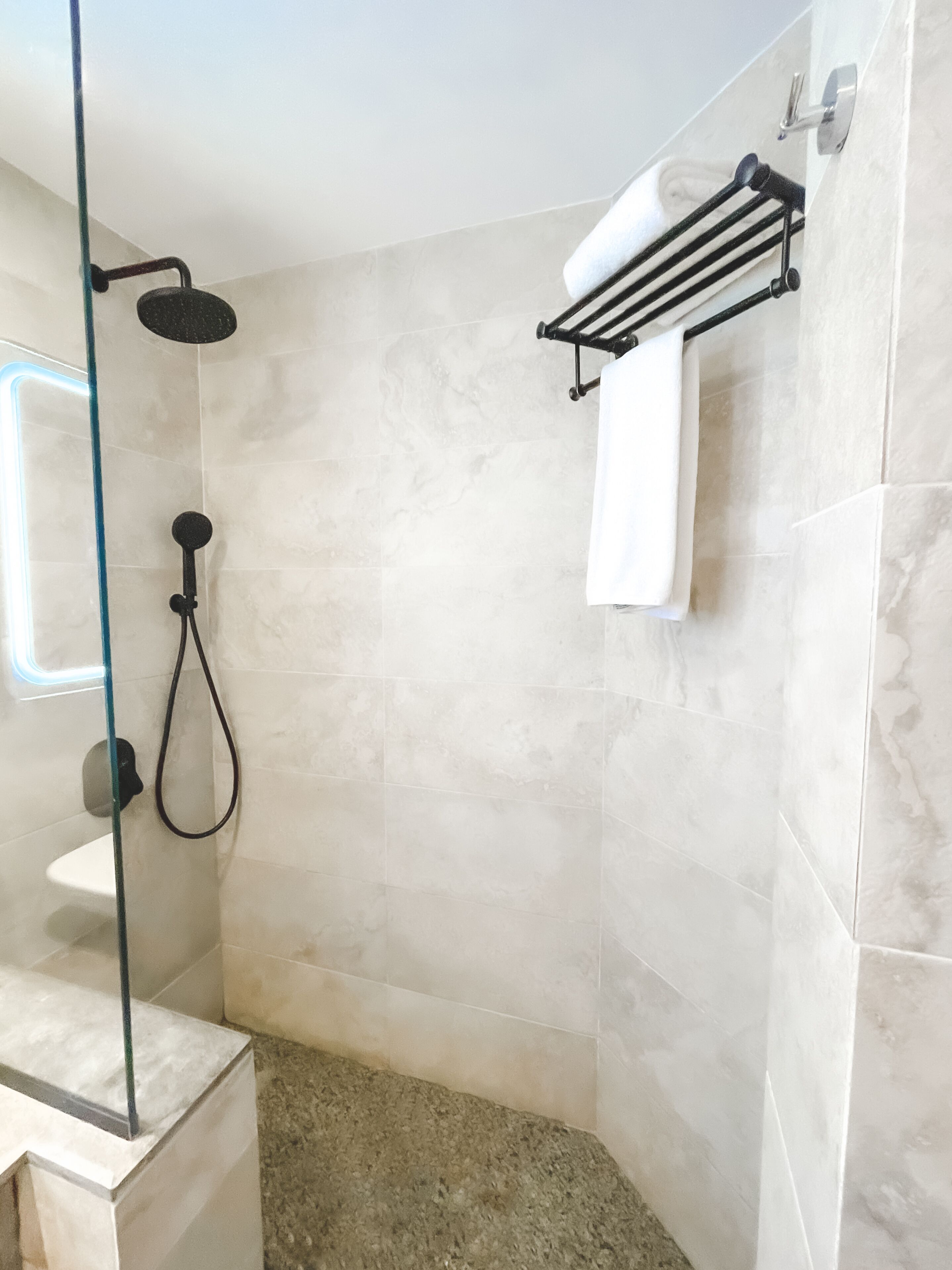 shower, rainfall showerhead, eco-friendly toiletries, hair dryer