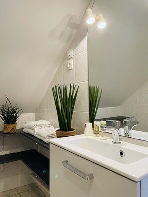 Estudio | Baño | Regadera y toallas