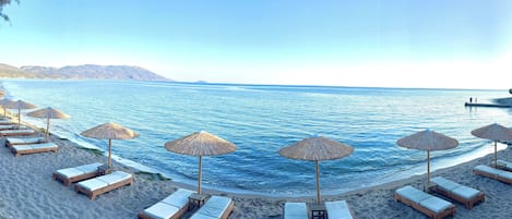 Plage, parasols, bar de plage