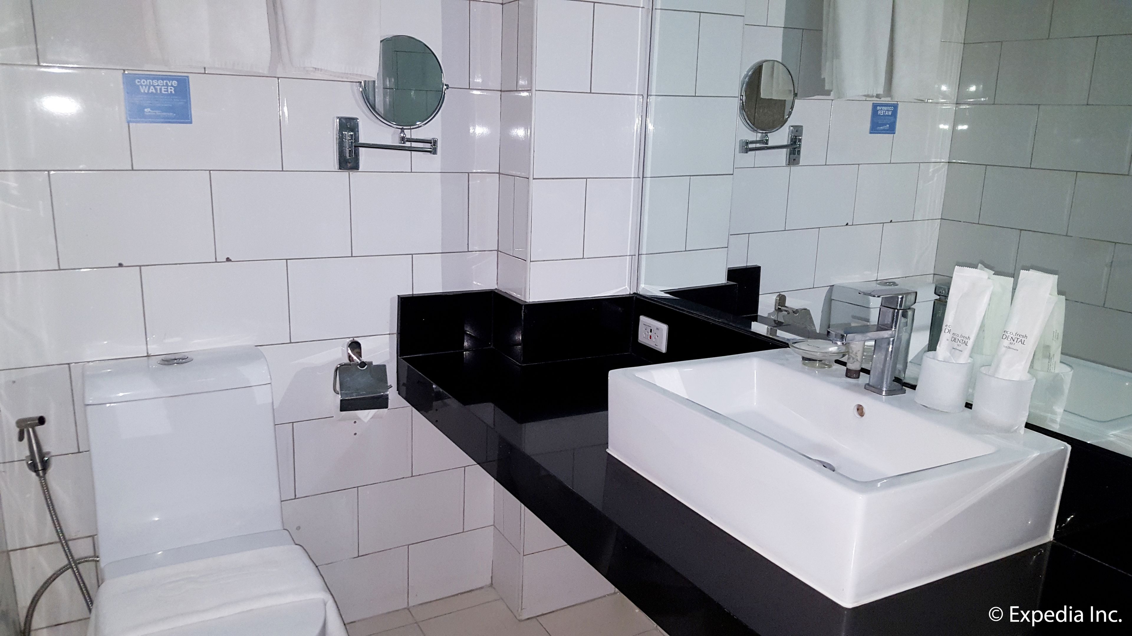 Shower, free toiletries, hair dryer, slippers