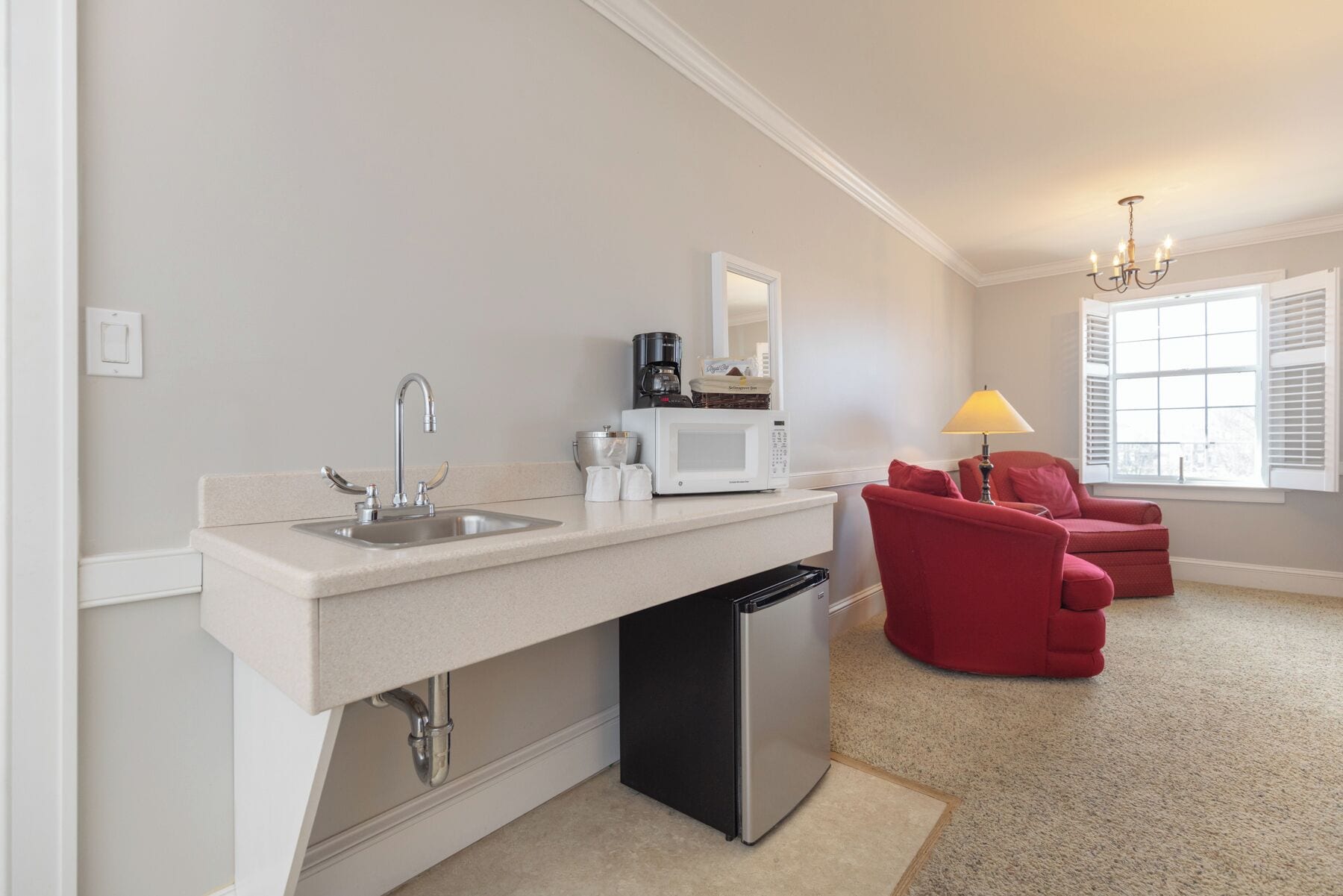 divided double queen room | living room | flat-screen tv, dvd player