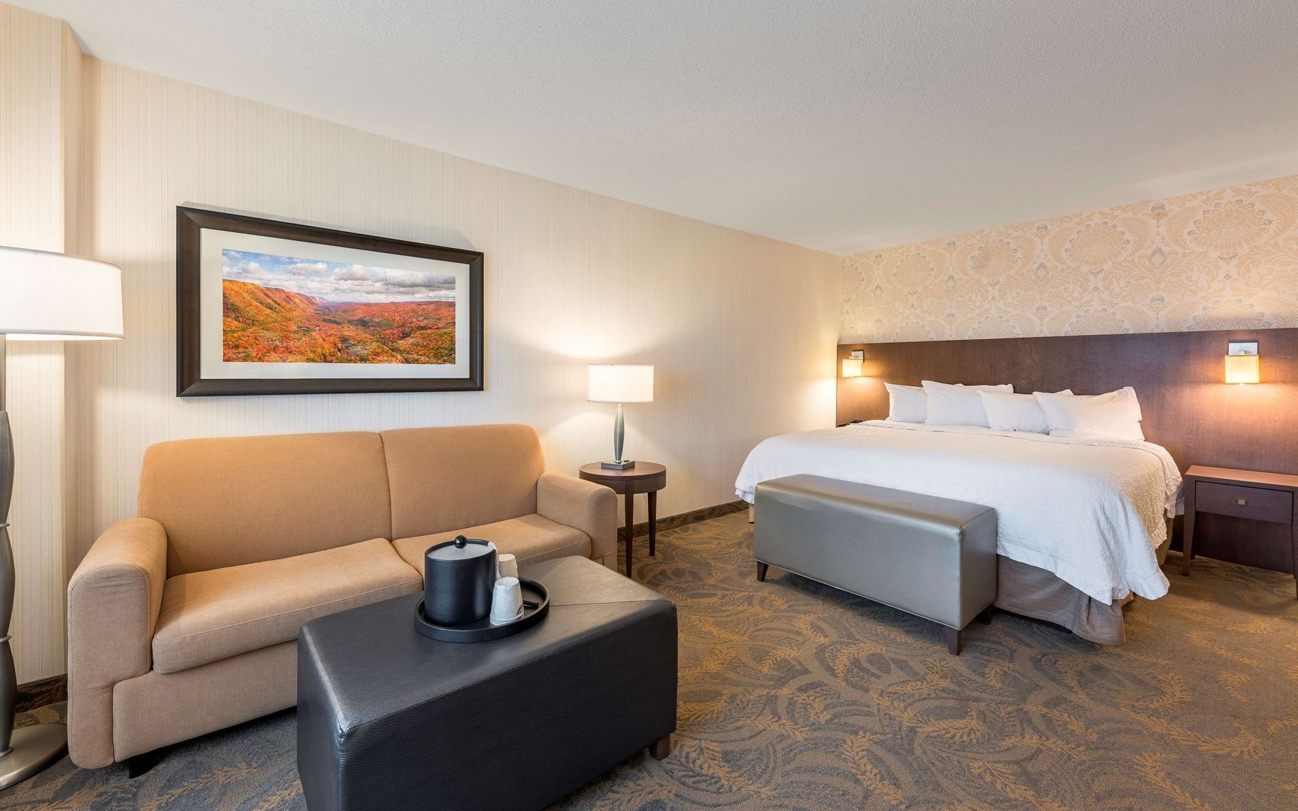 Premium bedding, pillowtop beds, desk, blackout drapes