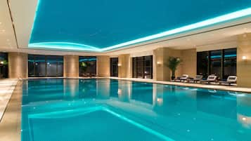 Indoor pool, open 6:30 AM to 11:00 PM, lifeguards on site