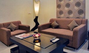 高级房 | 起居区 | 液晶电视、壁炉