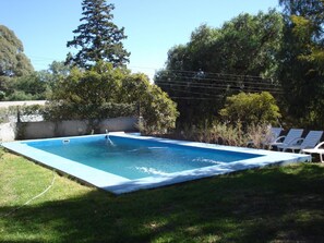Outdoor pool, sun loungers