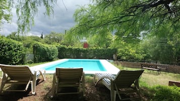 Outdoor pool, sun loungers