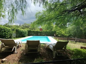 Outdoor pool, sun loungers