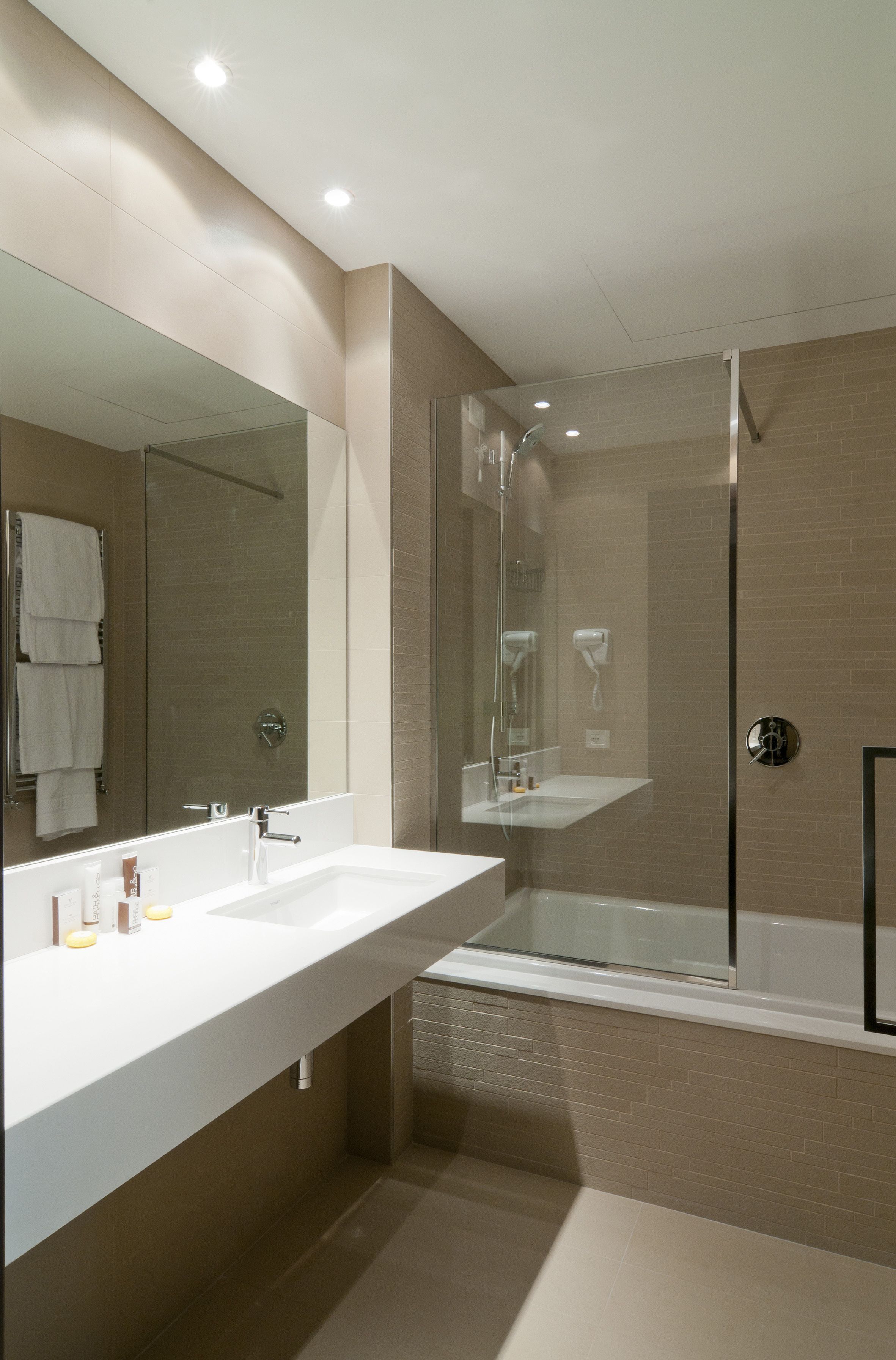 free toiletries, hair dryer, towels