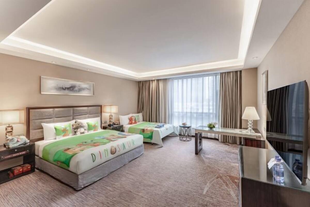In-room safe, desk, laptop workspace, blackout curtains